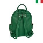Дамска раница от естествена кожа с два вертикални ципа отпред - Зелен - Image 3