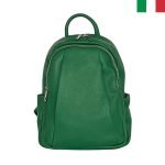 Дамска раница от естествена кожа с два вертикални ципа отпред - Зелен - Image 2