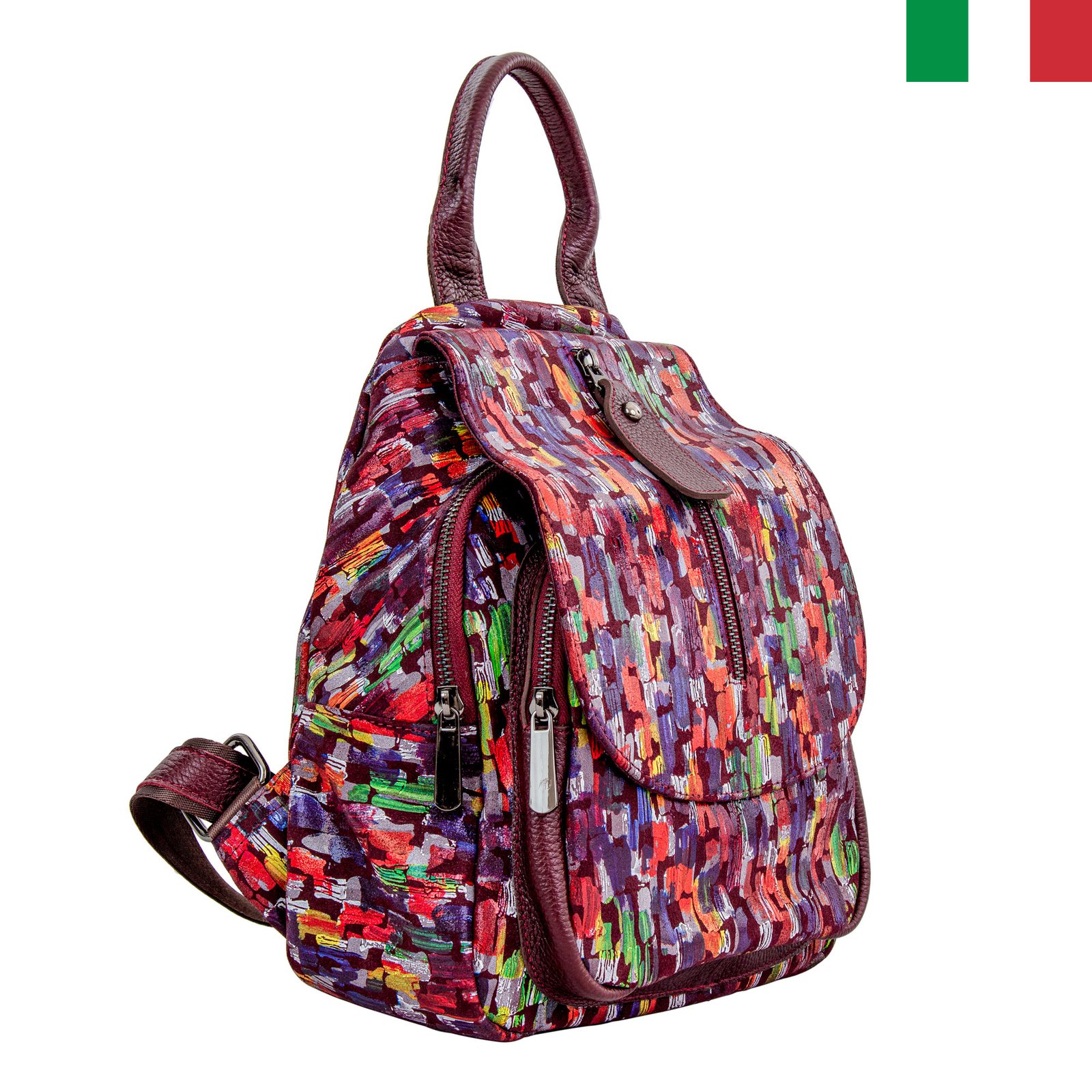 Раница-15-цвят11 Дамска раница от естествена кожа с капак с цип - Image 1