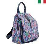 Дамска раница от естествена кожа с капак с цип - Пръски