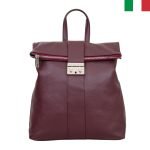 Дамска раница от естествена кожа с прегъване и метална закопчалка - Image 2