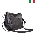 Дамска чанта от еко кожа със синджир на дръжките - Питон-черно