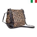 Дамска чанта от еко кожа със синджир на дръжките - Леопард