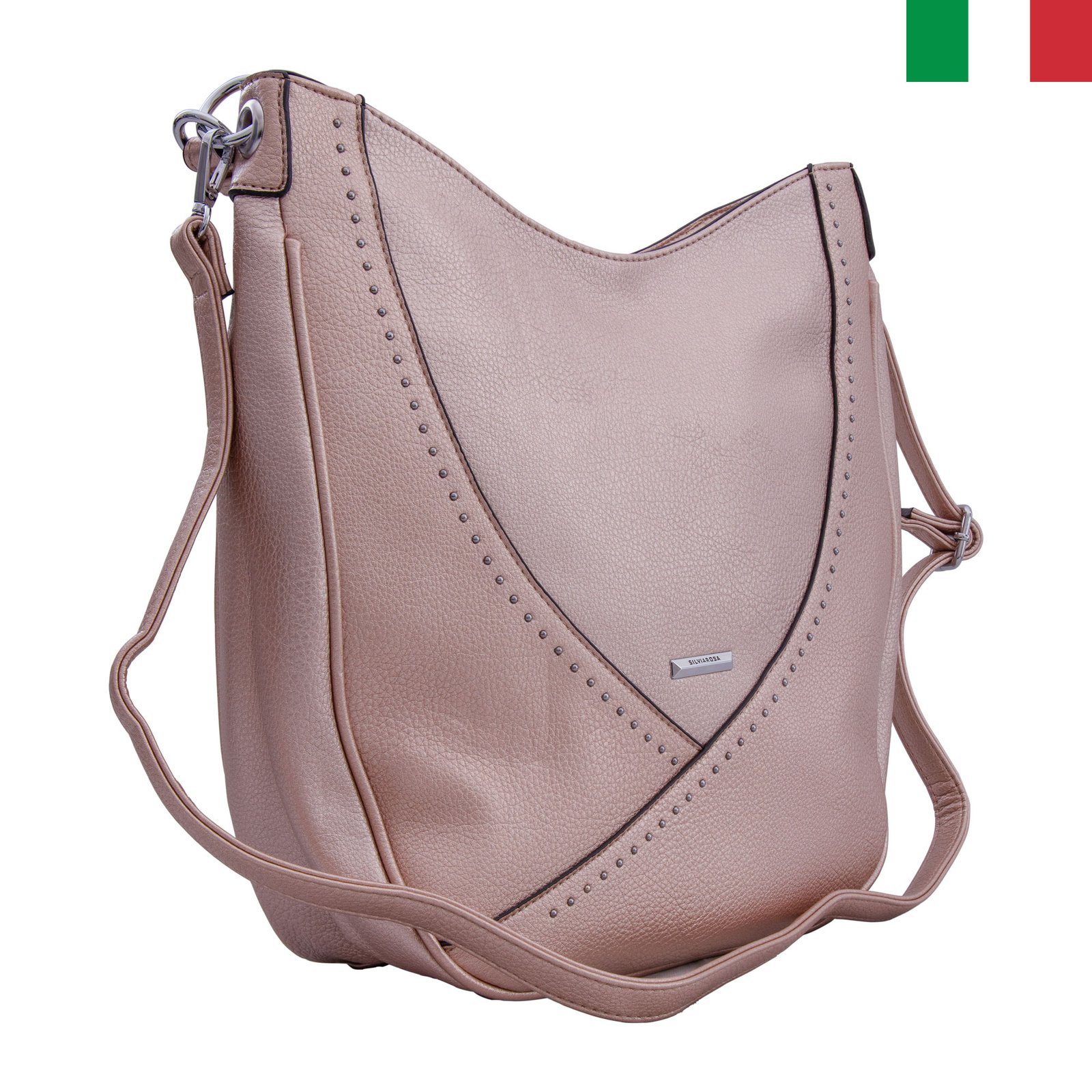 Чанта-4-цвят-розово1 Дамска чанта от еко кожа тип “торба” с една дръжка - Розов - Image 1