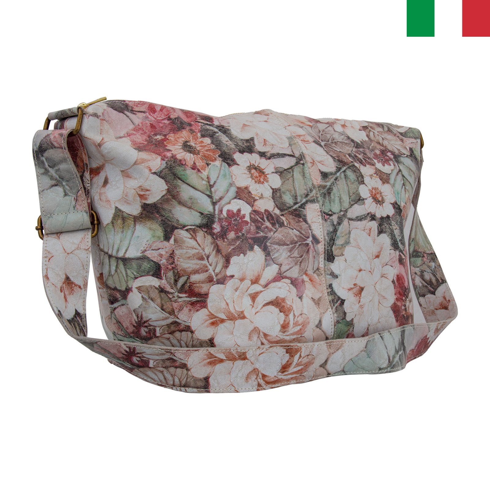 Чанта-5-цвят-шарен1 Дамска чанта от естествена кожа/велур тип “торба” - Флорален - Image 1