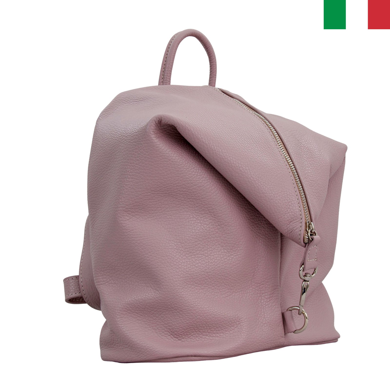 Раница 19 – розов1 Дамска раница от естествена кожа “тип торба” - Розов - Image 1