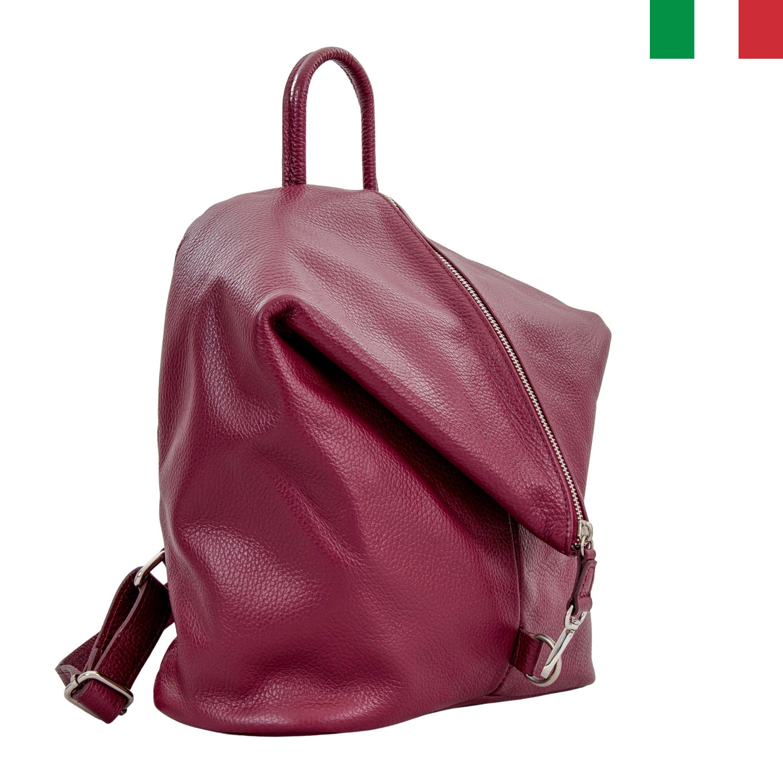 Раница 19 цвят бордо12 Дамска раница от естествена кожа “тип торба” - Бордо - Image 1