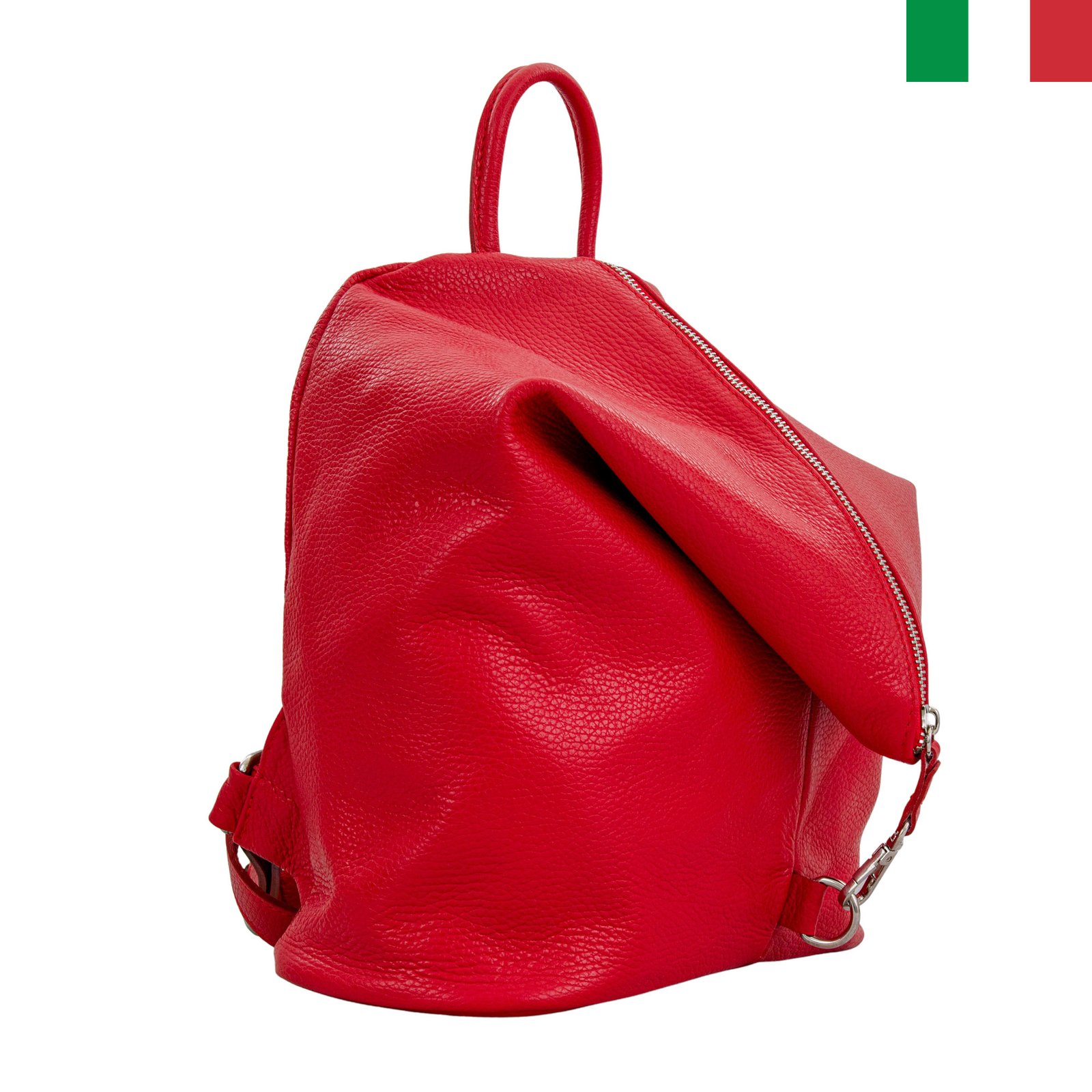 Раница 19 червен1 Дамска раница от естествена кожа “тип торба” - Image 1