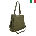 Дамска чанта от естествена кожа с две отделни основни отделения