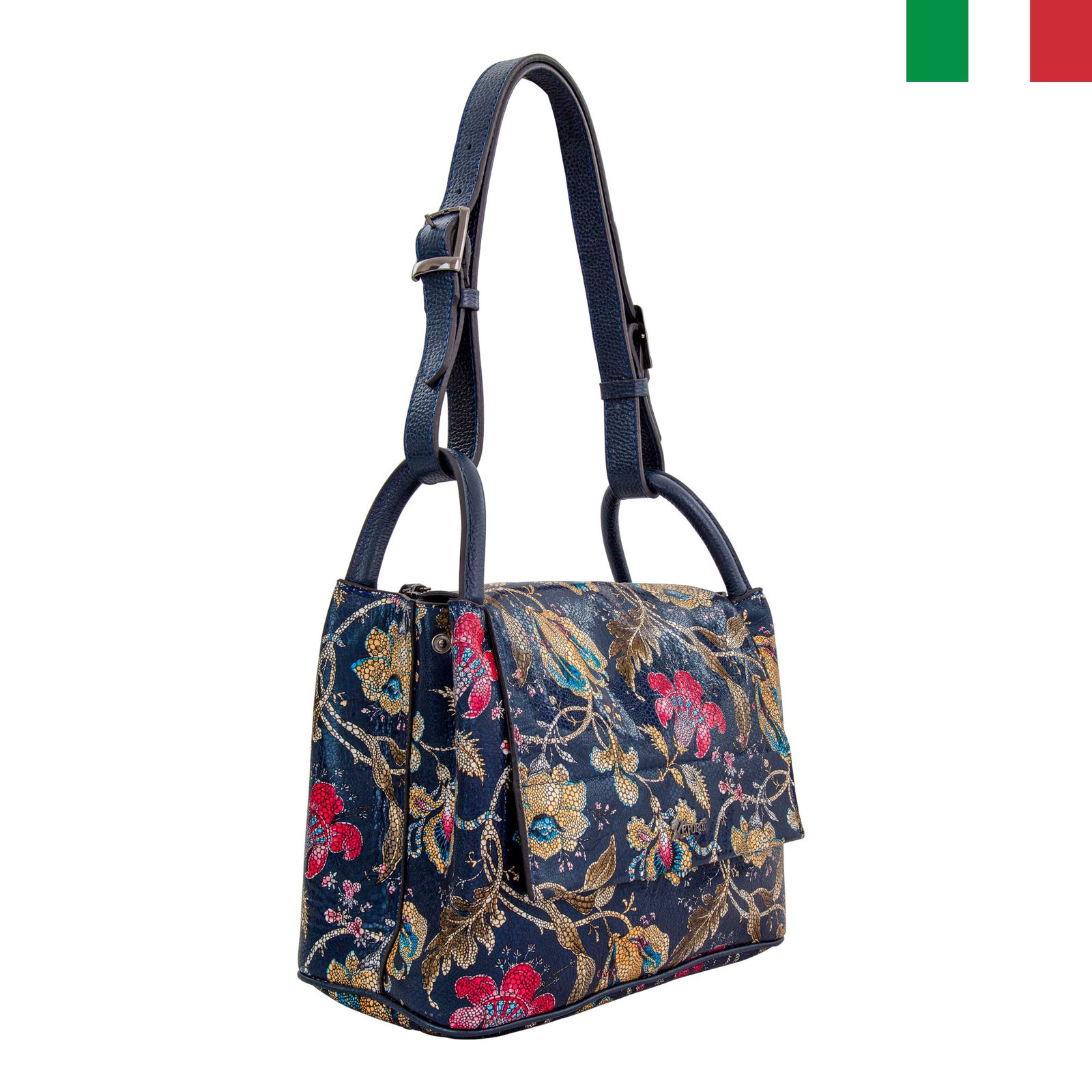 Чанта-19-цвят-11 Дамска чанта от естествена кожа с капак, в различни кожи - Image 1