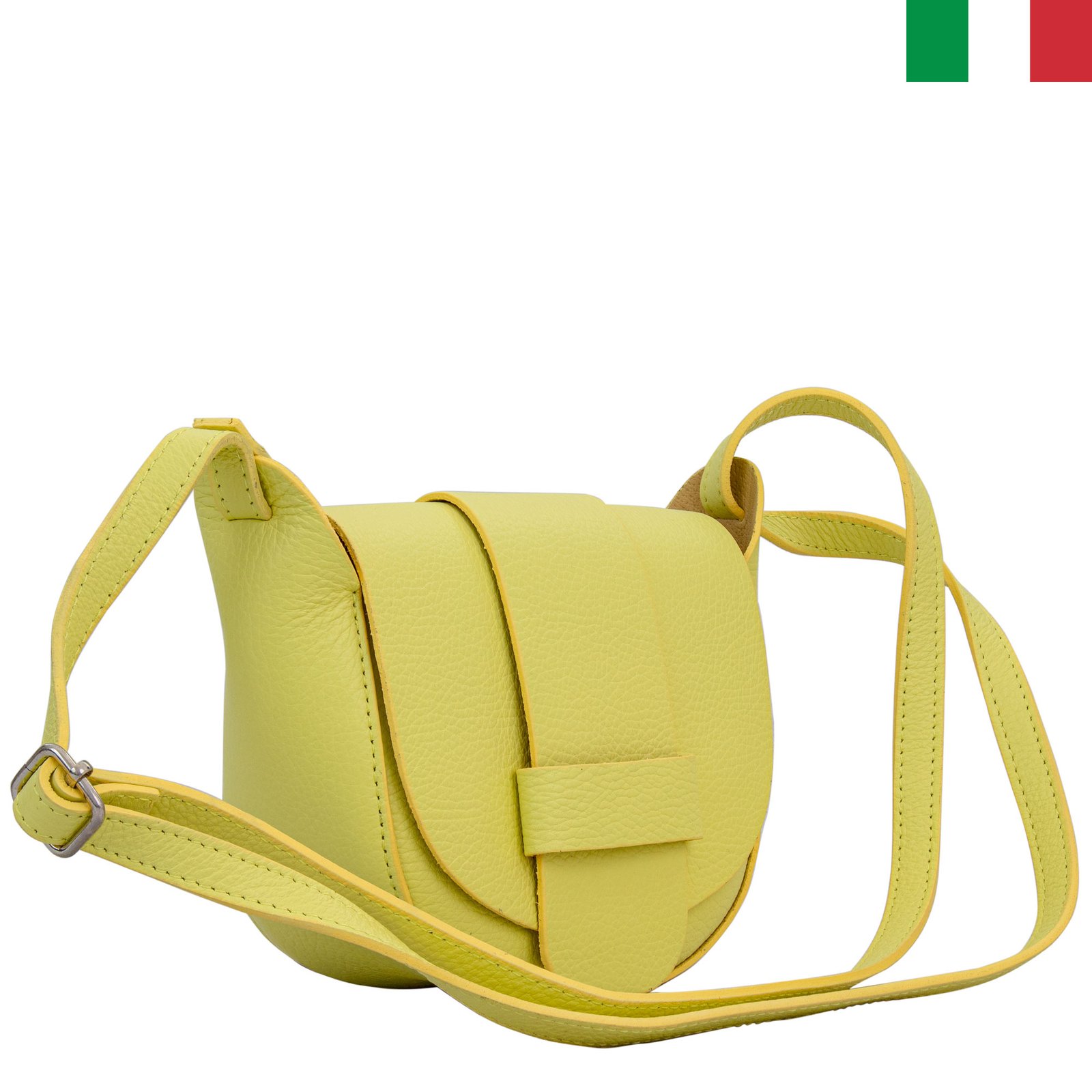 Чанта-29-цвят-жълт1 Малка дамска чанта от естествена кожа с капак - Жълт - Image 1