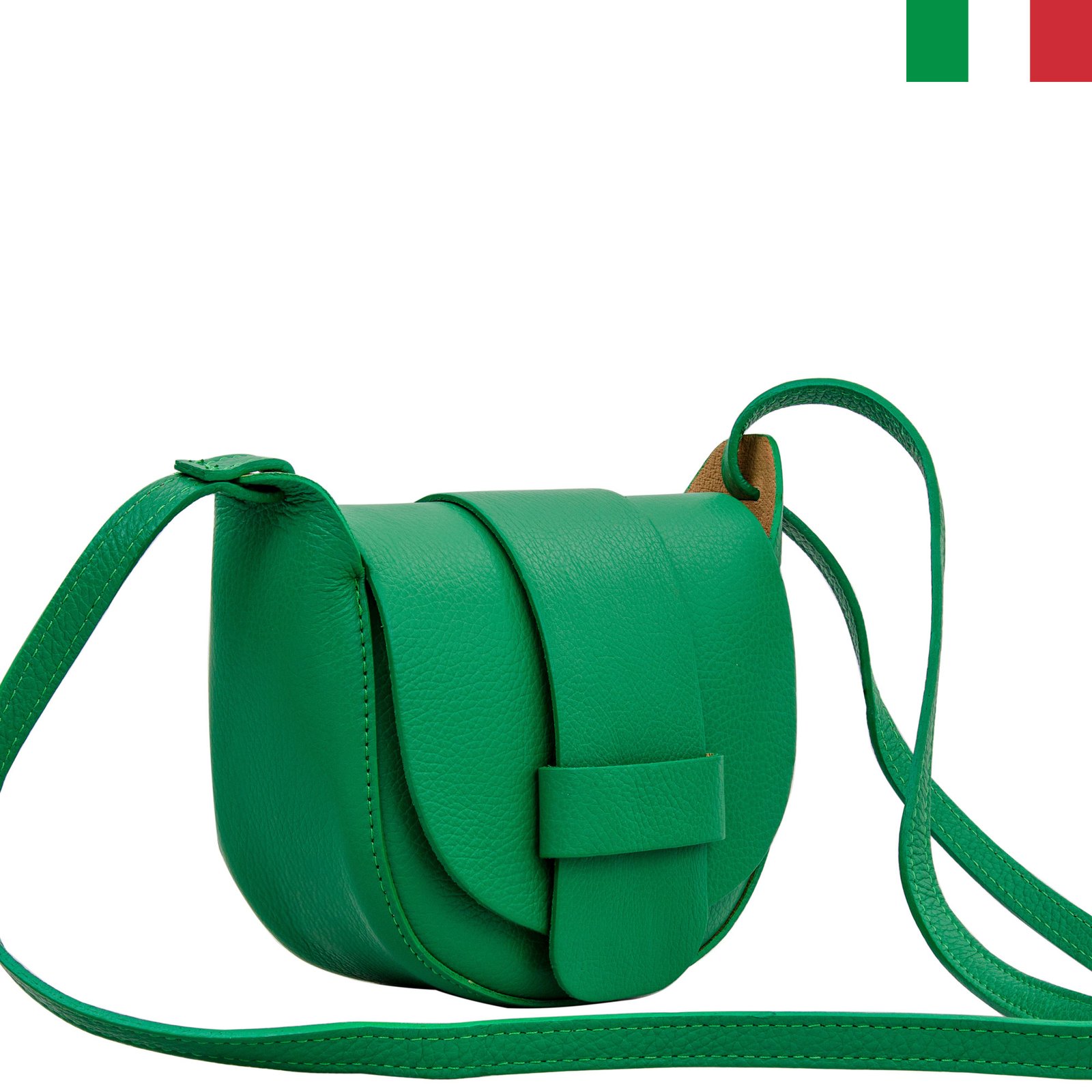 Чанта-29-цвят-зелен1 Малка дамска чанта от естествена кожа с капак - Зелен - Image 1