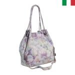 Дамска чанта тип “торба” от естествена лазерно обработена кожа - Флорален