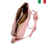 Дамска чанта  за през рамо  от естествена кожа - розова пудра - Image 3