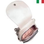 Дамска раница с капак от еко кожа с перлен оттенък - Бял - Image 3