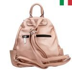 Дамска раница с капак от еко кожа с перлен оттенък - Злато - Image 2