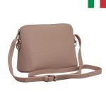 Дамска чанта  за през рамо  от естествена кожа - розова пудра