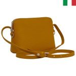 Дамска чанта  за през рамо  от естествена кожа - Горчица
