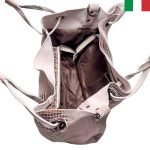 Дамска чанта  естествена, лазерно обработена кожа със синджир и аксесоари “болт” на дръжките - Image 3