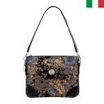 Дамска чанта  от еко кожа с къса и дълга дръжка - Черна