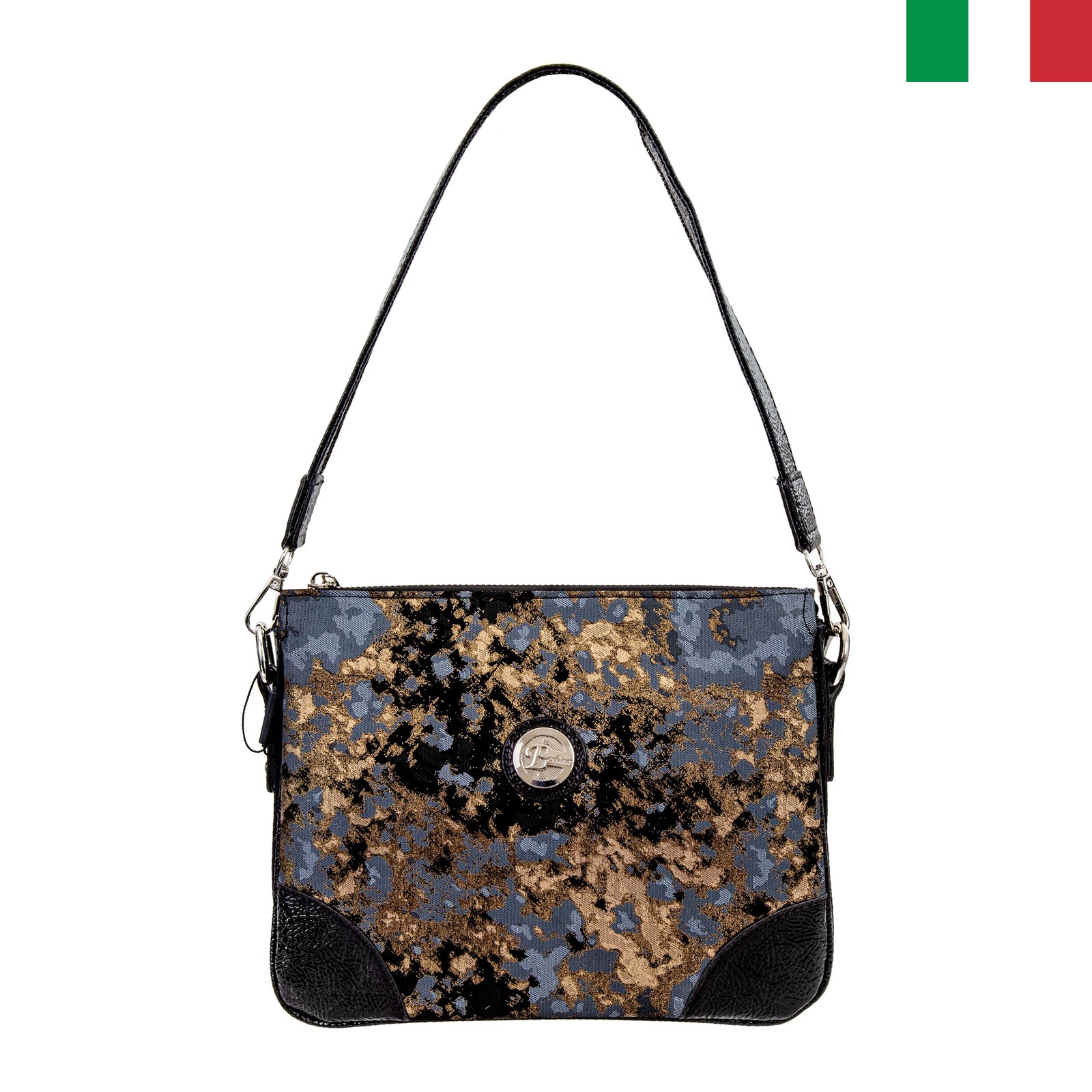 чанта-2-лице-23.09.2022-flag Дамска чанта от еко кожа с къса и дълга дръжка - Черна - Image 1