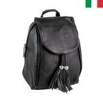 Дамска раница от еко кожа с пискюли на капака