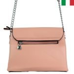 Стилна малка дамска чанта от еко кожа с капак и две вътрешни прегради - цвят розов - Image 2