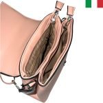 Стилна малка дамска чанта от еко кожа с капак и две вътрешни прегради - цвят розов - Image 3