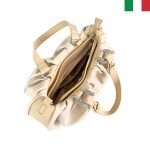 Дамска чанта от еко кожа с ефектни камъни на дръжките - цвят бежов - Image 3