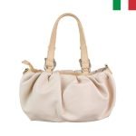 Дамска чанта от еко кожа с ефектни камъни на дръжките - цвят бежов - Image 2