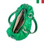 Дамска чанта от еко кожа с ефектни камъни на дръжките - цвят зелен - Image 3