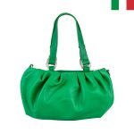 Дамска чанта от еко кожа с ефектни камъни на дръжките - цвят зелен - Image 2