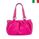 Дамска чанта от еко кожа с ефектни камъни на дръжките - цвят циклама - Image 2