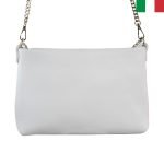 Дамска чанта от естествена кожа през рамо с дръжка синджир - бял - Image 2