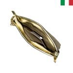 Дамска чанта от естествена кожа през рамо с дръжка синджир - златист - Image 3