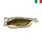 Дамска чанта от естествена кожа през рамо със синджир - бежов - Image 3