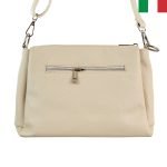 Дамска чанта от естествена кожа през рамо с изчистен дизайн - бежов - Image 2