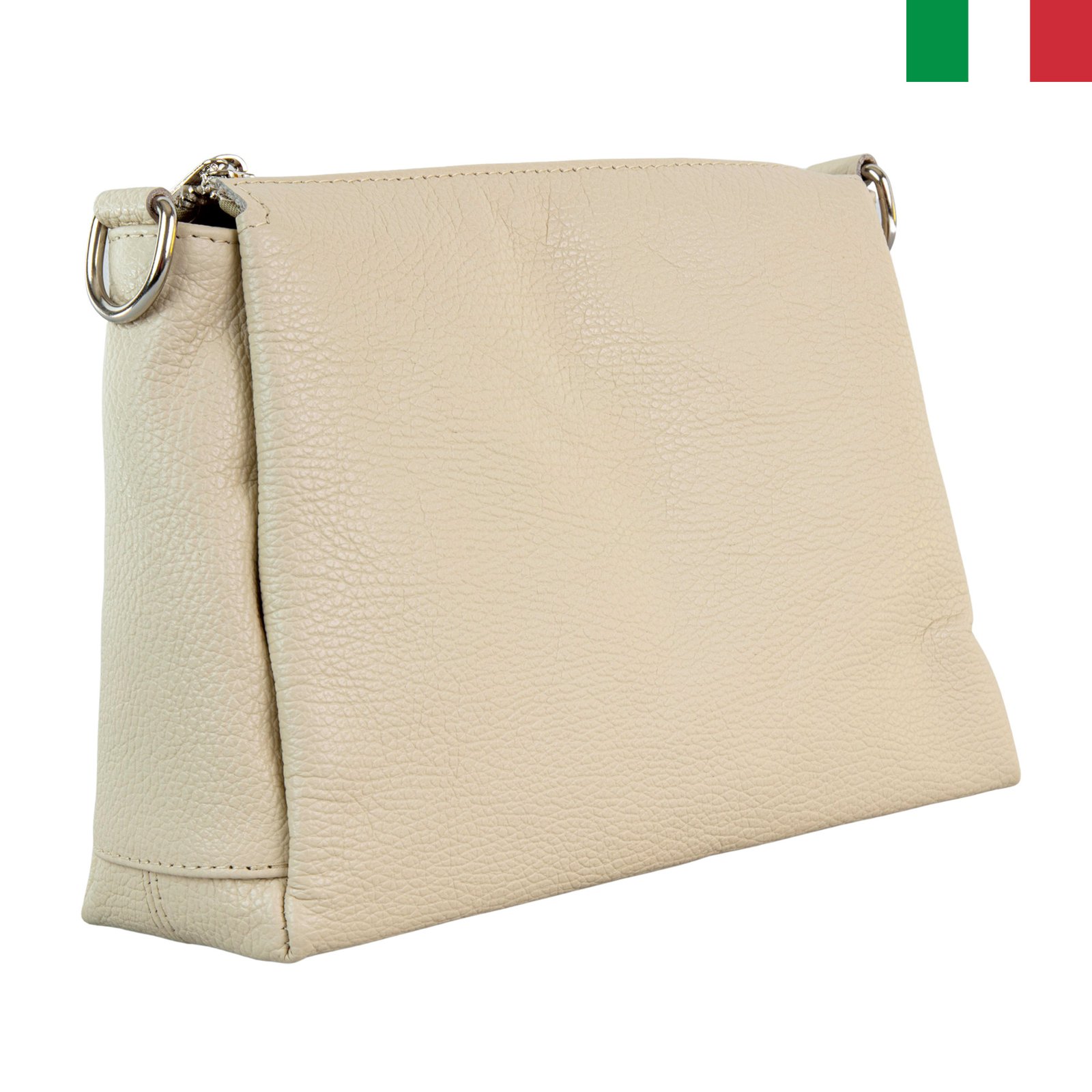 12.10.2023-5-бежов-лице Дамска чанта от естествена кожа през рамо с изчистен дизайн - бежов - Image 1