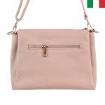 Дамска чанта от естествена кожа през рамо с изчистен дизайн - розов - Image 2