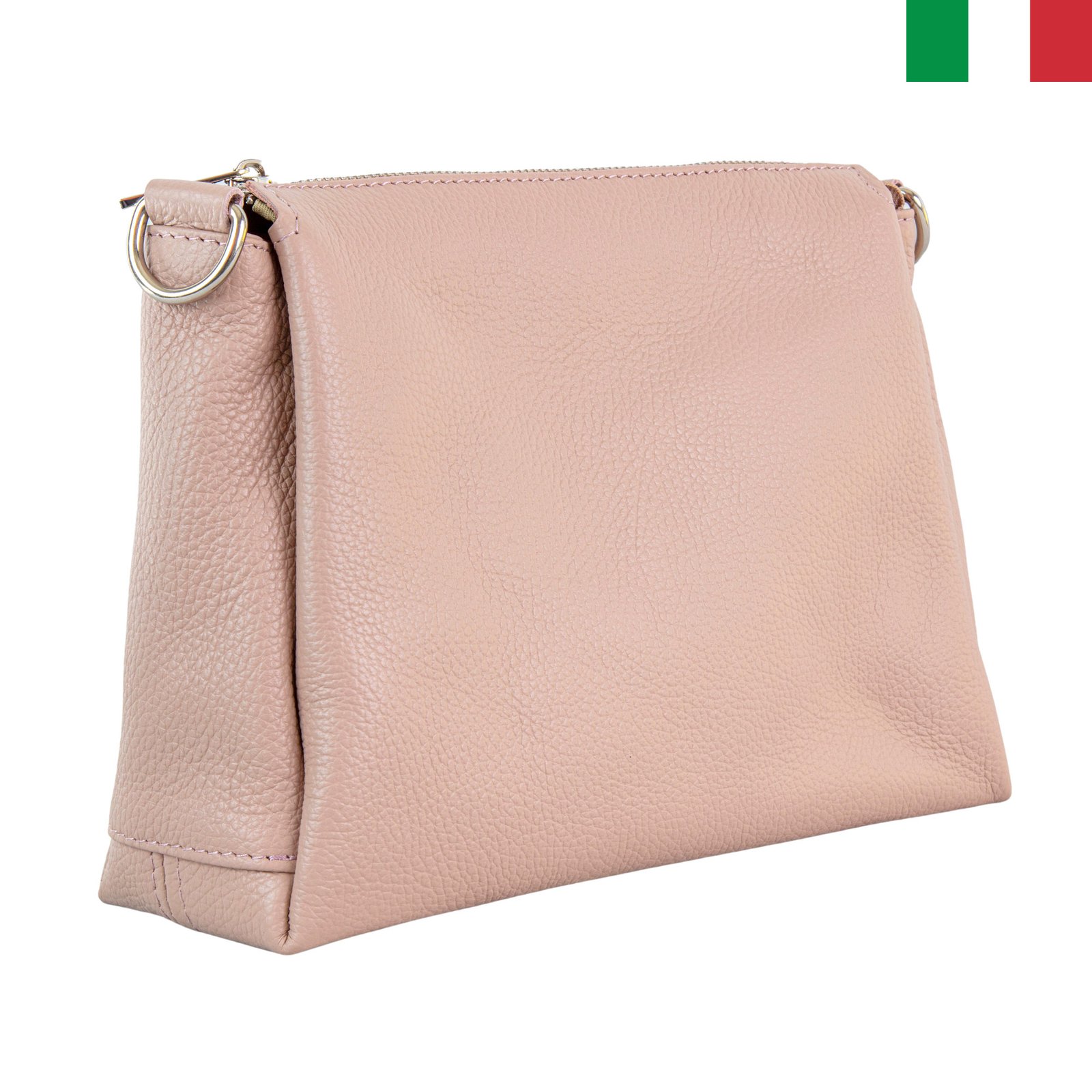 12.10.2023-5-розов-лице Дамска чанта от естествена кожа през рамо с изчистен дизайн - розов - Image 1