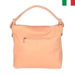 Дамска чанта тип “торба” от естествена кожа и възли на дръжката - Праскова - Image 3