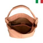 Дамска чанта тип “торба” от естествена кожа и възли на дръжката - Праскова - Image 4