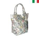 Голяма дамска чанта тип торба - цвят флорален-сребро