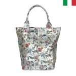 Голяма дамска чанта тип торба - цвят флорален-сребро - Image 2