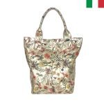 Голяма дамска чанта тип торба - цвят флорален-злато - Image 2