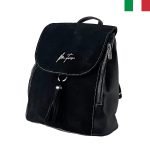 Дамска раница  “Velina Fabbiano” от естествен велур и еко кожа - Image 2