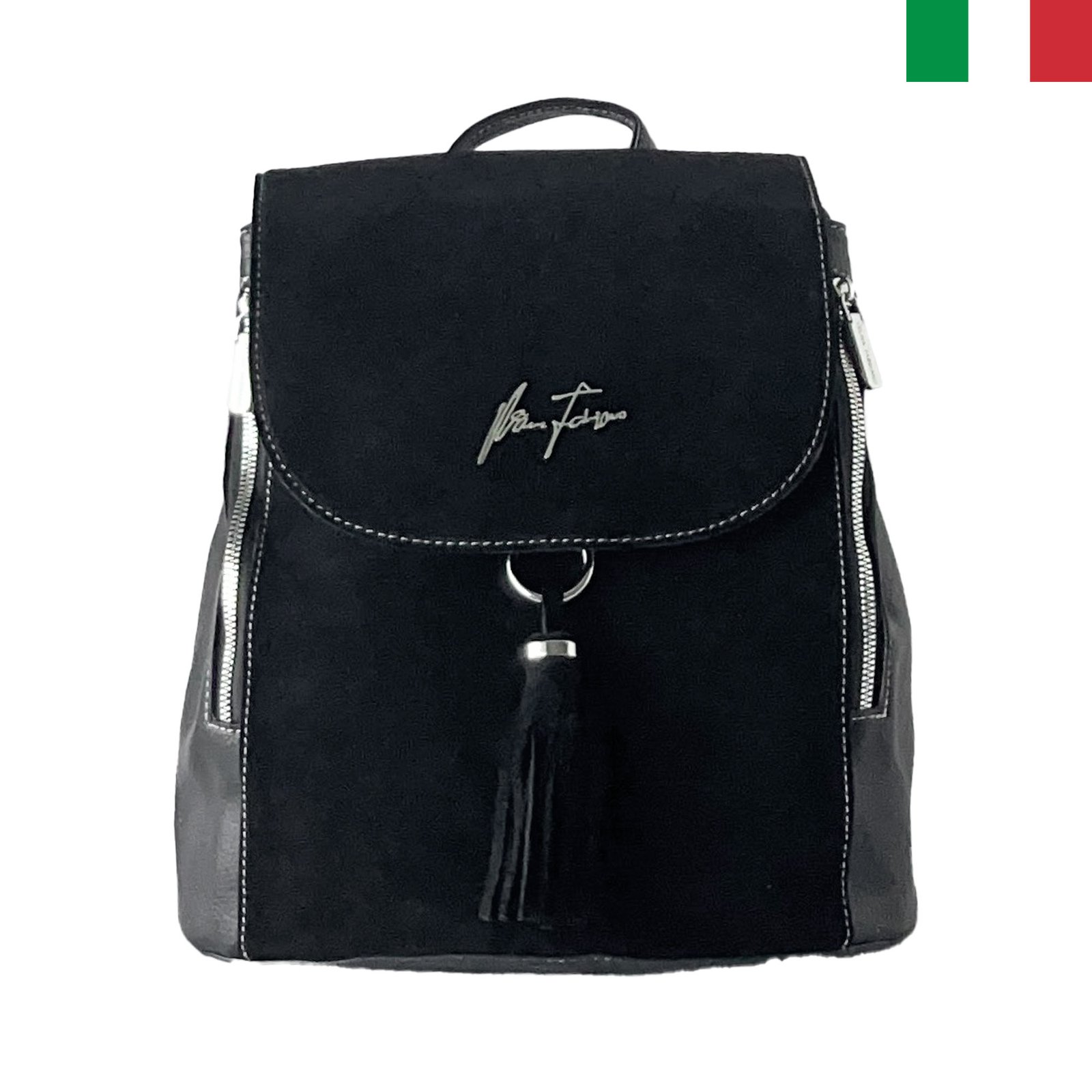 vf004bp-f Дамска раница “Velina Fabbiano” от естествен велур и еко кожа - Image 1