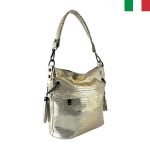 Дамска чанта  от  лазерно обработена кожа - Злато