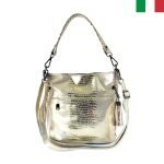 Дамска чанта  от  лазерно обработена кожа - Злато - Image 3