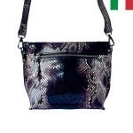 Малка чанта от естествена лазерно обработена кожа - змийски черно - Image 3